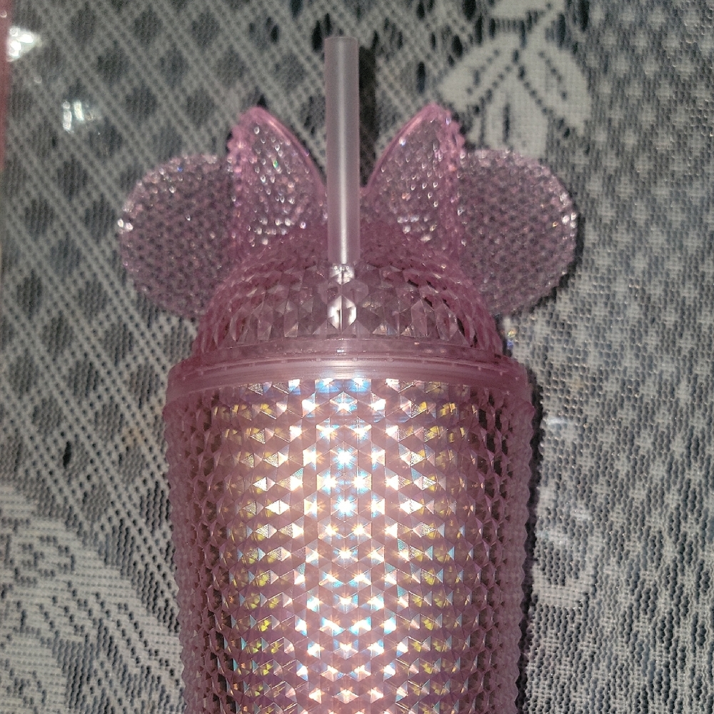 Pink Textured Tumbler with Straw